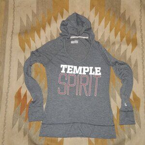 Under Armour Women's S TEMPLE PRIDE Gray Hoodie L/S Shirt Semi Fitted Heat Gear